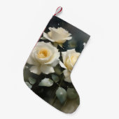 白かわいらしいバラの庭の水の色絵を描色 スモールクリスマスストッキング (正面 (吊り時))