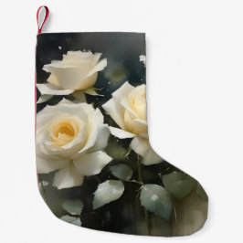 白かわいらしいバラの庭の水の色絵を描色 スモールクリスマスストッキング