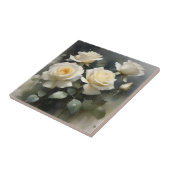 白かわいらしいバラの庭の水の色絵を描色 タイル (側面)