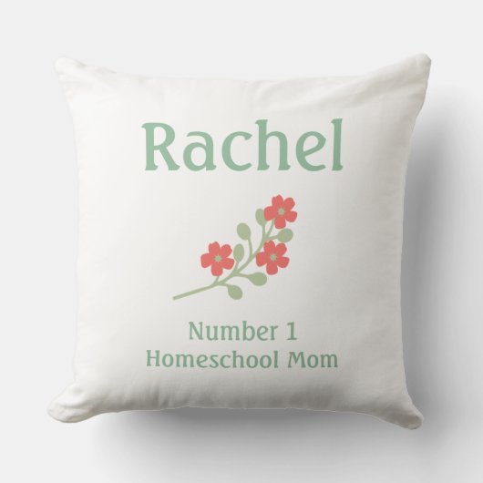 白かわいらしい背景にピンク色の花 クッション (正面)