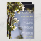 白かわいらしさくらんぼ開花結婚式招待状 招待状 (正面/裏面)
