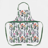 白かわいらしと緑の葉の水モダン色 エプロン (正面)