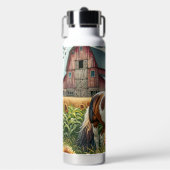 白かわいらしと茶色の斑馬 ウォーターボトル (正面)