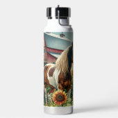 白かわいらしと茶色の斑馬 ウォーターボトル (左面)