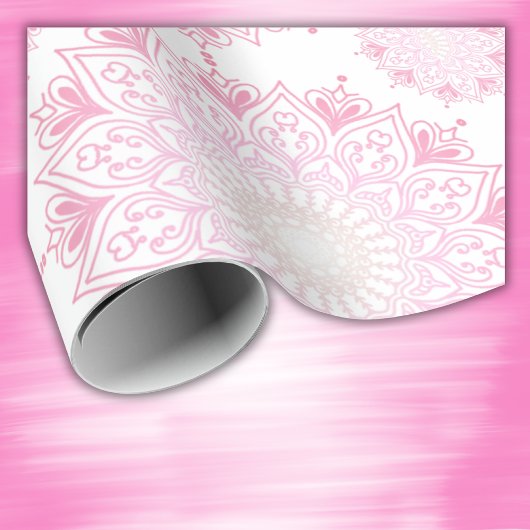 白かわいらしのピンクの曼荼羅 | ラッピングペーパー