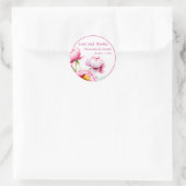 白かわいらしの上にピンクの牡丹結婚 ラウンドシール (バッグ)