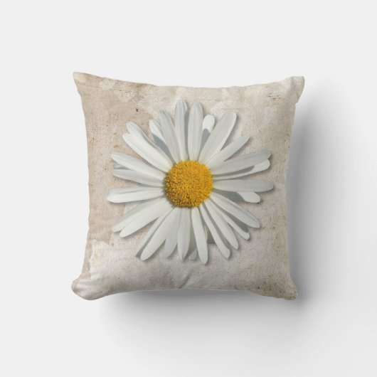 白かわいらしデイジーフラワーブロッサム – フローラファッション クッション (正面)
