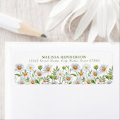 白かわいらしデイジー差出人住所ラベル ラベル (インサイチュ)