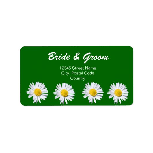 白かわいらしデイジー花住所 シール (正面)
