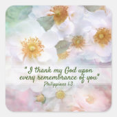 白かわいらしバラ スクエアシール (正面)