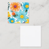 白かわいらしフェミニン花柄 スクエア名刺 (正面/裏面)