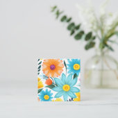 白かわいらしフェミニン花柄 スクエア名刺 (スタンド正面)