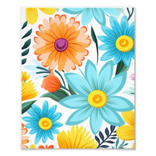 白かわいらしフェミニン花柄 フォトプリント            (正面)