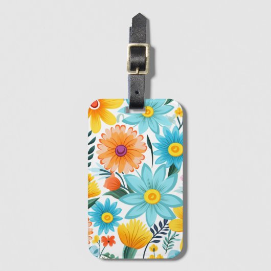 白かわいらしフェミニン花柄 ラゲッジタグ (正面縦)