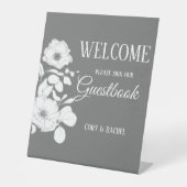 白かわいらしフローラのゲス結婚トブックで灰色 台座サイン (正面)