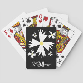 白かわいらしフローラデイジー幾何学黒 トランプ