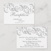 白かわいらしフローラ渦巻き旋回 – 披露宴 エンクロージャーカード (正面/裏面)