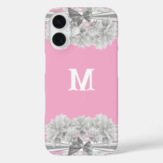 白かわいらしレースモノグラム Case-Mate iPhoneケース (裏面)