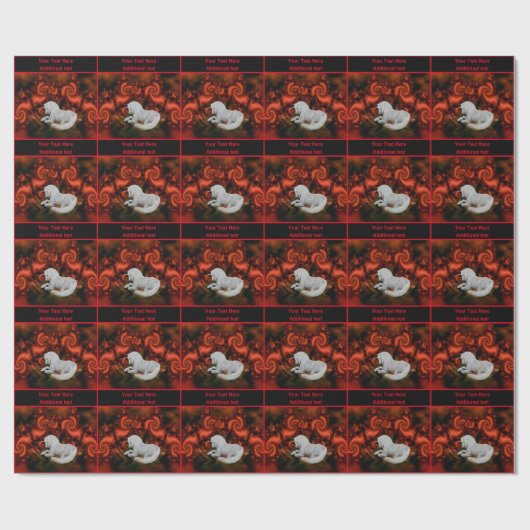 白かわいらし一角馬ファンタジーパーソナライズされた ラッピングペーパー (フラット)