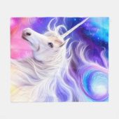 白かわいらし一角 フリースブランケット (正面(横))