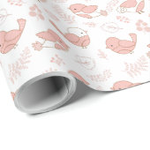 白かわいらし子の上にピンクの鳥 ラッピングペーパー (ロールコーナー)