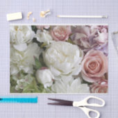 白かわいらし桃牡丹フローラティッシュペーパー 薄葉紙 (クラフト)