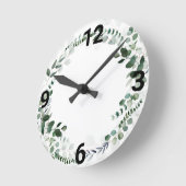 白かわいらし植物壁時計 ラウンド壁時計 (傾斜)