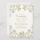 白かわいらし水色フローラ100誕生日 招待状 (正面)