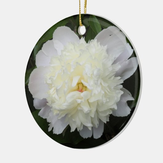 白かわいらし牡丹フローラクリスマス セラミックオーナメント (左)