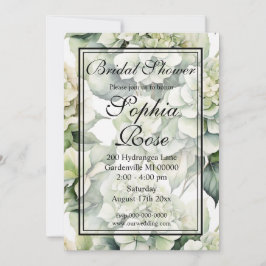 白かわいらし緑水色フローラブライダルシャワー 招待状