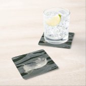 白かわいらし羽 スクエアペーパーコースター (インサイチュ)