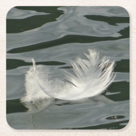 白かわいらし羽 スクエアペーパーコースター