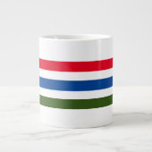 白かわいらし背景に赤ストライプ青の緑 ジャンボコーヒーマグカップ (正面)