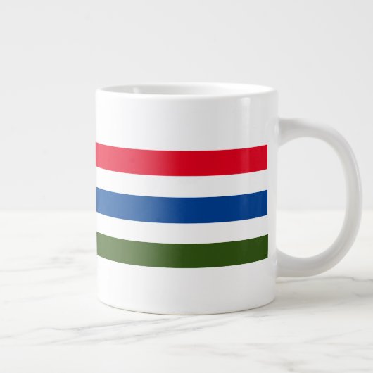 白かわいらし背景に赤ストライプ青の緑 ジャンボコーヒーマグカップ (右)