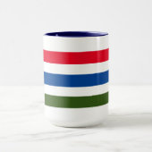 白かわいらし背景に赤ストライプ青の緑 マグカップ (中央)