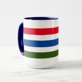白かわいらし背景に赤ストライプ青の緑 マグカップ (正面左)