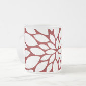 白かわいらし花弁芸術オン赤 フロストグラスマグカップ (正面左)