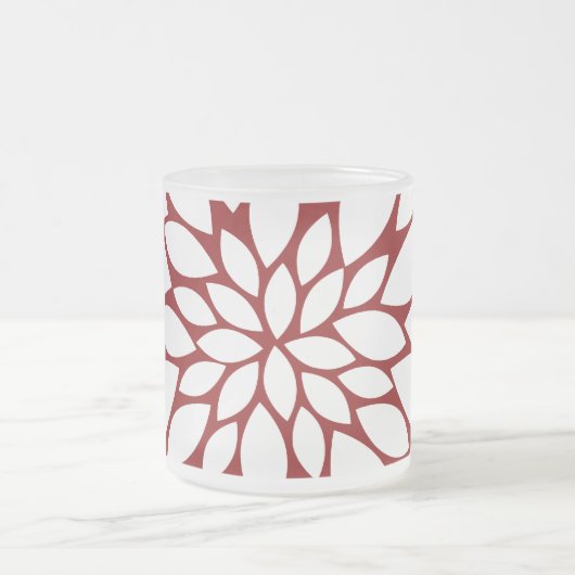 白かわいらし花弁芸術オン赤 フロストグラスマグカップ (中央)