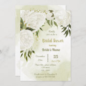 白かわいらし花緑ブライダルシャワー 招待状 (正面/裏面)