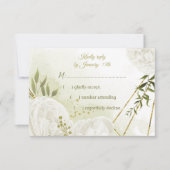 白かわいらし花緑葉植物 出欠カード (正面)