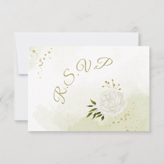 白かわいらし花緑葉植物 出欠カード (裏面)