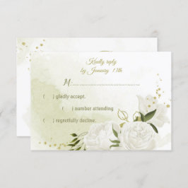 白かわいらし花緑葉植物 出欠カード