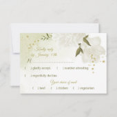 白かわいらし花緑葉植物 出欠カード (正面)