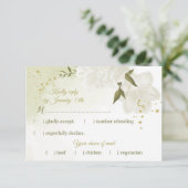 白かわいらし花緑葉植物 出欠カード (スタンド正面)