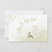 白かわいらし花緑葉植物 出欠カード (裏面)