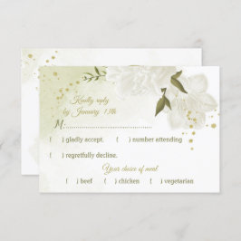 白かわいらし花緑葉植物 出欠カード