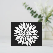白かわいらし花花びらアートオンブラック ポストカード (スタンド正面)
