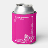 白かわいらし蝶クール-暗い赤紫色 缶クーラー (缶正面)