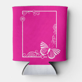 白かわいらし蝶クール-暗い赤紫色 缶クーラー