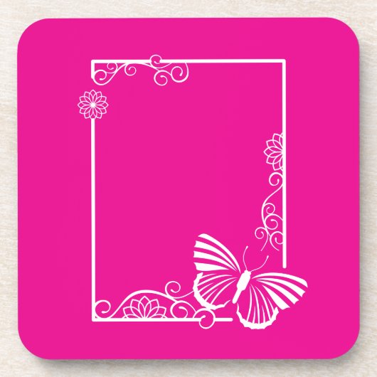 白かわいらし蝶懸命プラスチックコースター コースター (正面)